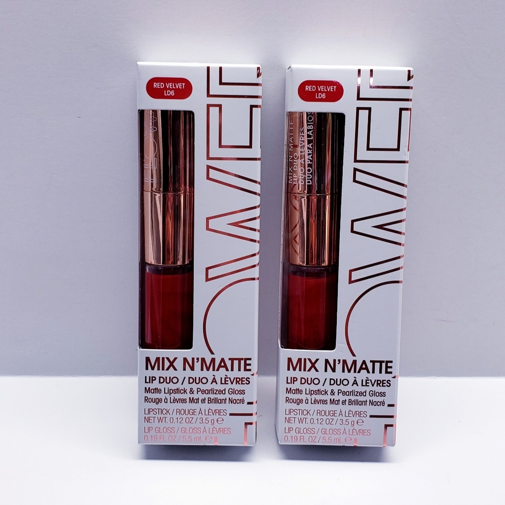 Flower Beauty Mix N’ Matte Lip Duo/Full Coverage Matte, RED VELVET LD6 (2 pack)